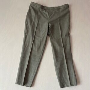 St. John Emma Pants Grey Textured Tailored Tapered Leg Business Trousers Sz 14